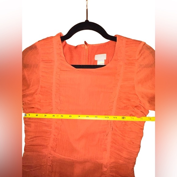 H&M Frill Burnt Orange Above Knee Dress Size 2 - Picture 7 of 12